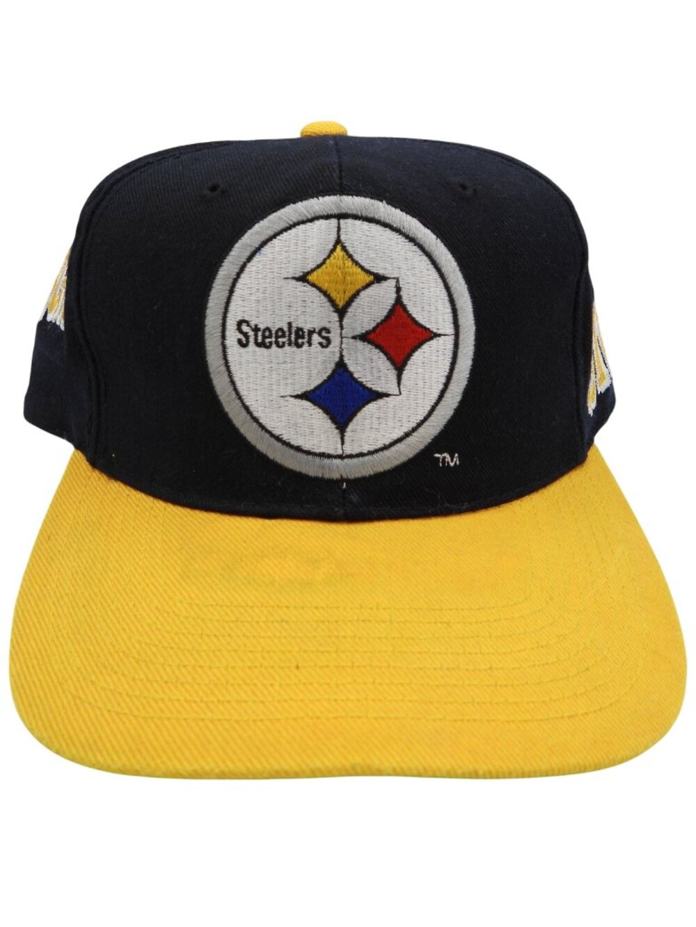 Vintage Pittsburgh Steelers Sports Specialties Side Wave Spell Out SnapBack Hat